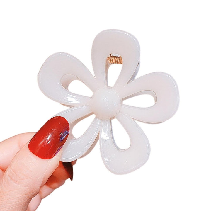 Hair Claw Solid Color Hollow Out with Teeth Smooth Edge Elastic Hair Decoration Non-Slip Flower Shape Hair Grip Hair Image 1