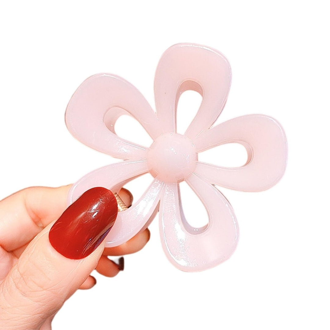 Hair Claw Solid Color Hollow Out with Teeth Smooth Edge Elastic Hair Decoration Non-Slip Flower Shape Hair Grip Hair Image 1