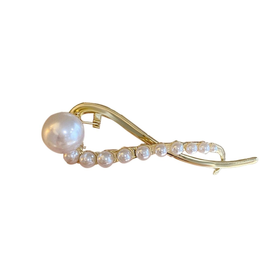 Elegant Simple Non-Slip Hair Barrette Faux Pearls Decor Irregular Twist Hair Pin Hair Accessories Image 1