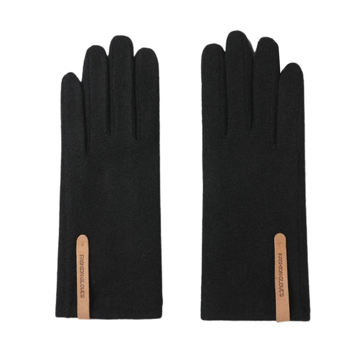 1 Pair Opening Fingertip Faux Leather Logo Women Gloves Autumn Winter Touch Screen Fleece Thermal Gloves Costume Image 1