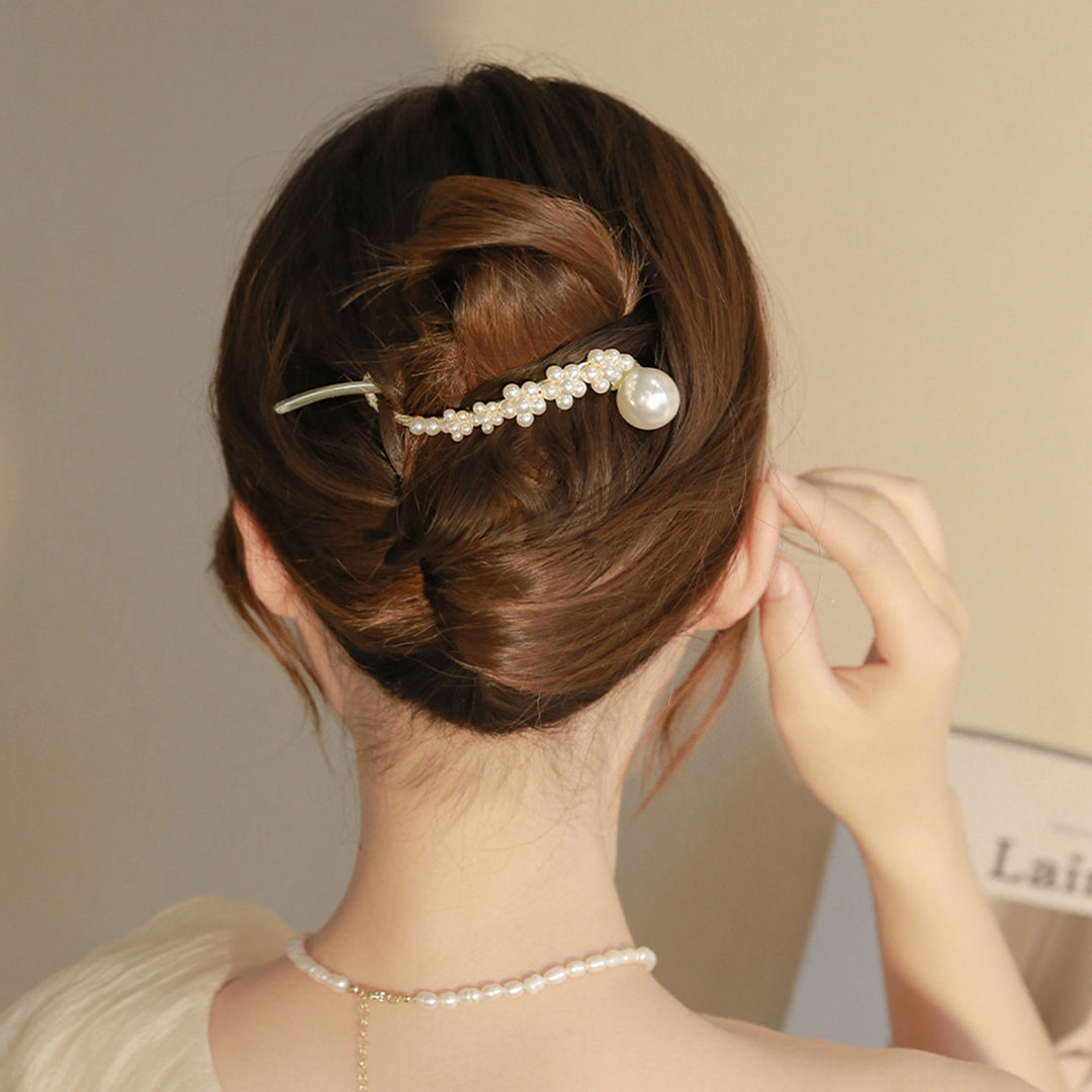 Elegant Simple Non-Slip Hair Barrette Faux Pearls Decor Irregular Twist Hair Pin Hair Accessories Image 4