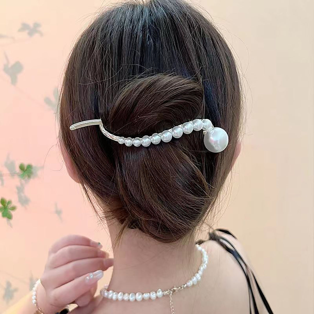 Elegant Simple Non-Slip Hair Barrette Faux Pearls Decor Irregular Twist Hair Pin Hair Accessories Image 6