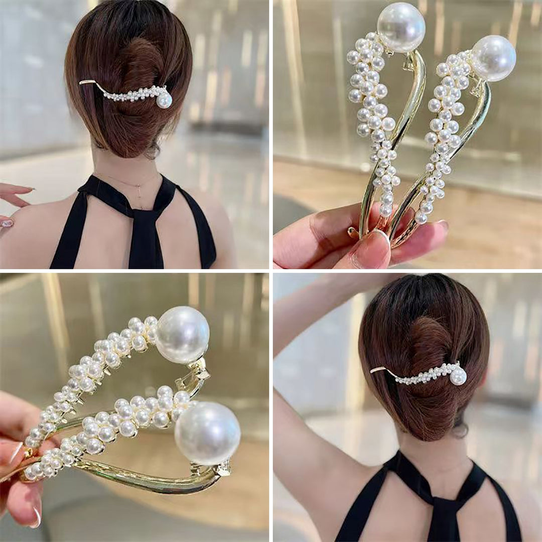 Elegant Simple Non-Slip Hair Barrette Faux Pearls Decor Irregular Twist Hair Pin Hair Accessories Image 9