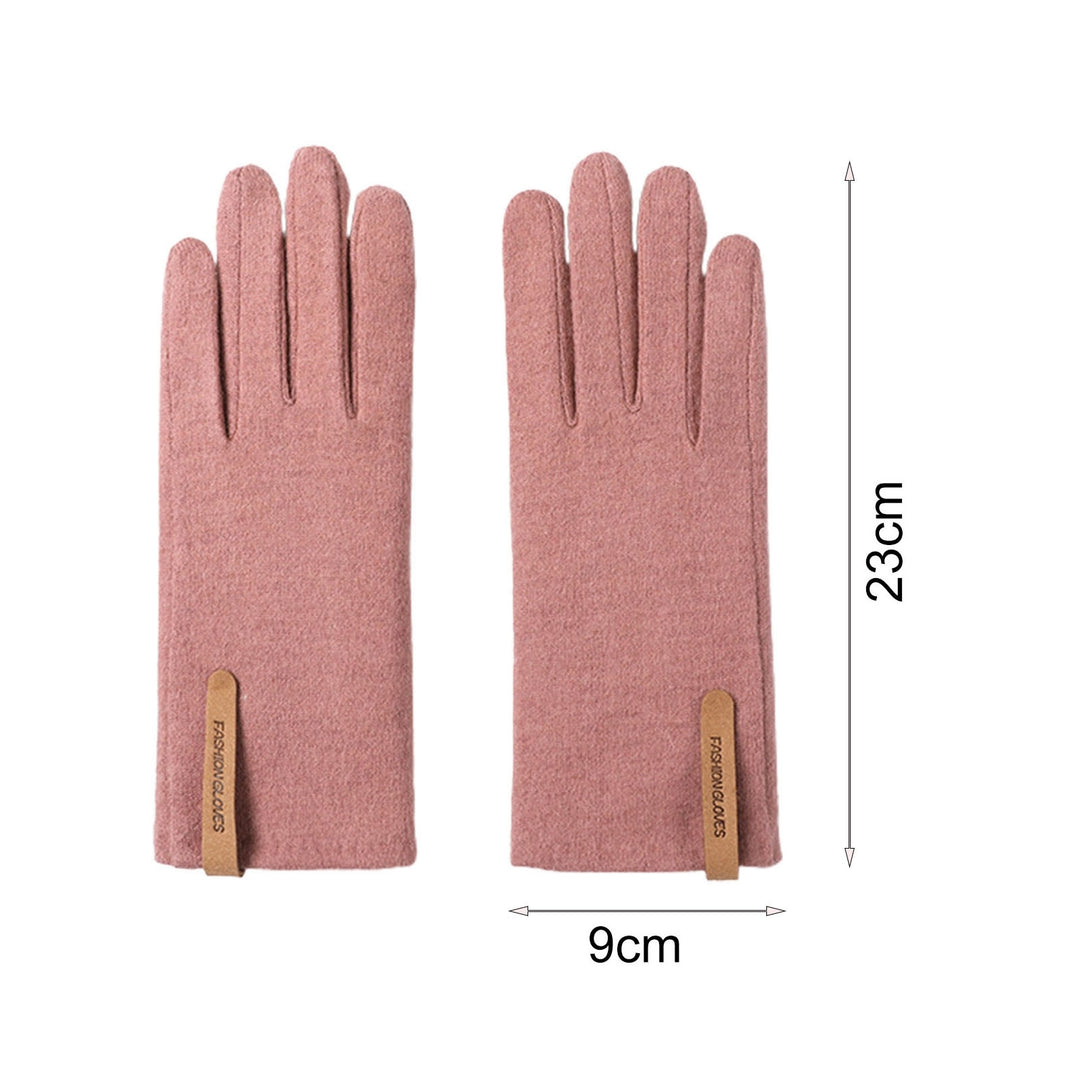 1 Pair Opening Fingertip Faux Leather Logo Women Gloves Autumn Winter Touch Screen Fleece Thermal Gloves Costume Image 9