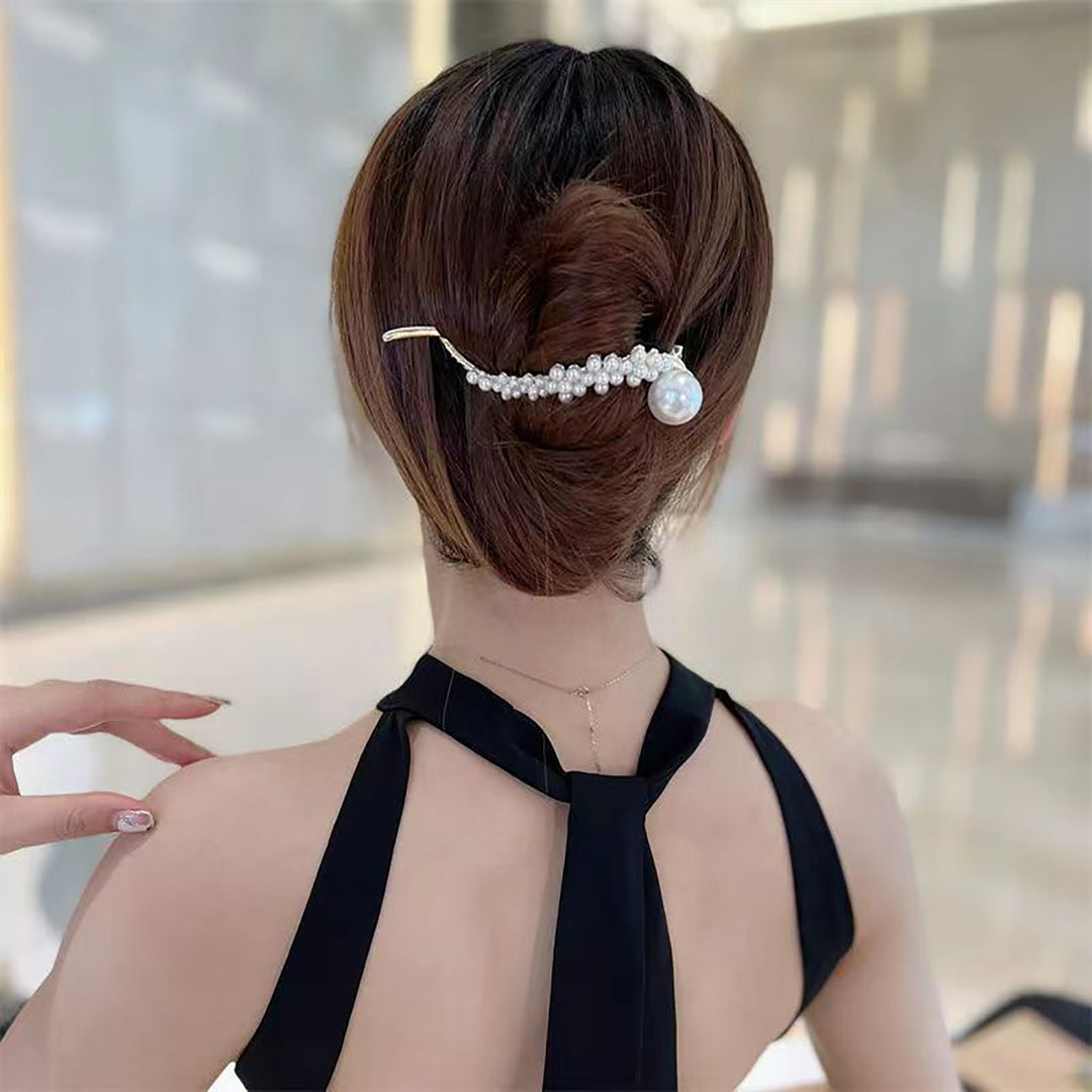 Elegant Simple Non-Slip Hair Barrette Faux Pearls Decor Irregular Twist Hair Pin Hair Accessories Image 11