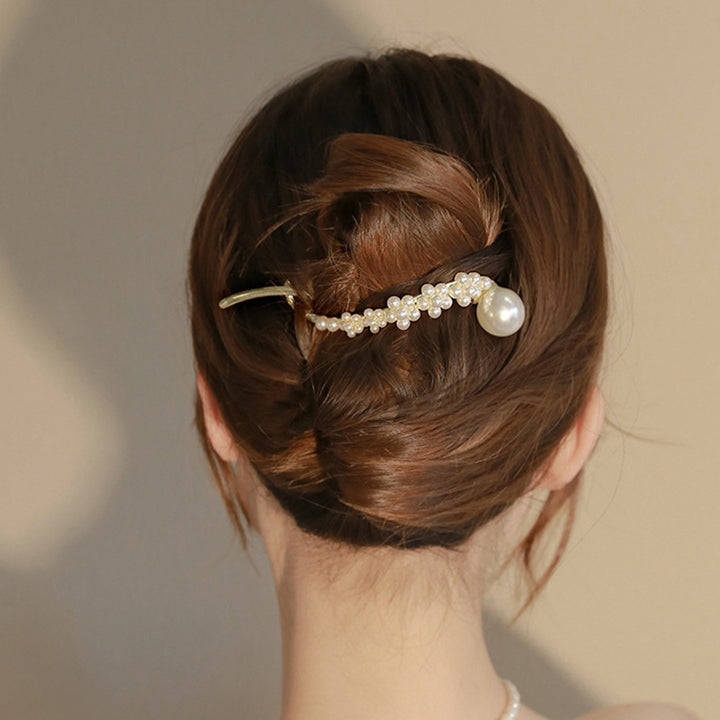 Elegant Simple Non-Slip Hair Barrette Faux Pearls Decor Irregular Twist Hair Pin Hair Accessories Image 12