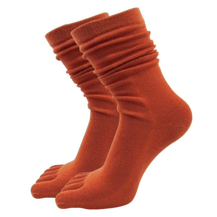 1 Pair High Socks Ultra Soft Breathable Non-slip High Elasticity Keep Warm Solid Long Tube Five Fingers Toe Socks Women Image 1