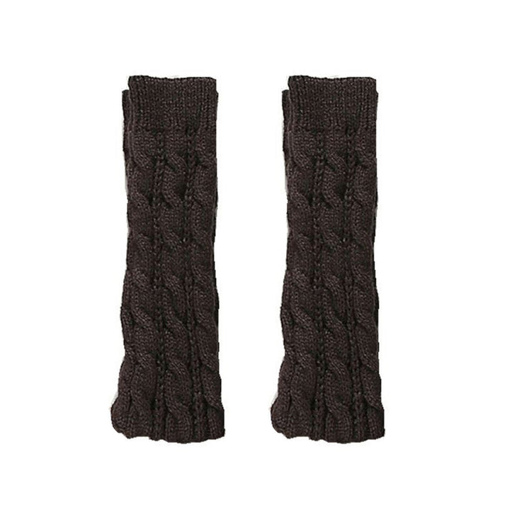 1 Pair Women Arm Warmer Thumbhole Elbow Length Stretchy Knitted Arm Sleeves Keep Warm Solid Color Image 10