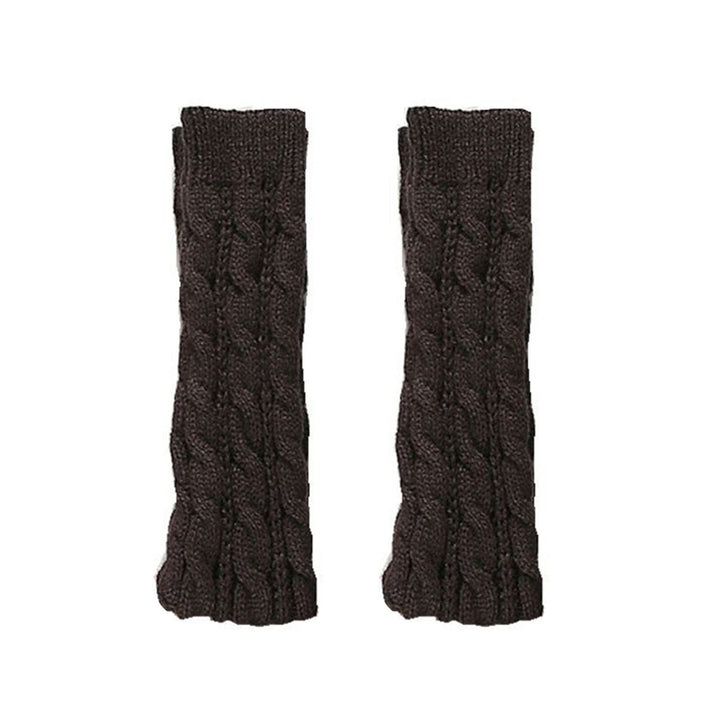 1 Pair Women Arm Warmer Thumbhole Elbow Length Stretchy Knitted Arm Sleeves Keep Warm Solid Color Image 1