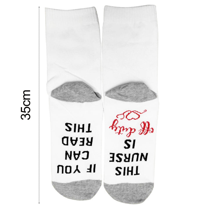 1 Pair IF YOU CAN READ THIS/ THIS NURSE TEACHER IS OFF DUTY Unisex Mid-tube Cotton Socks Image 8