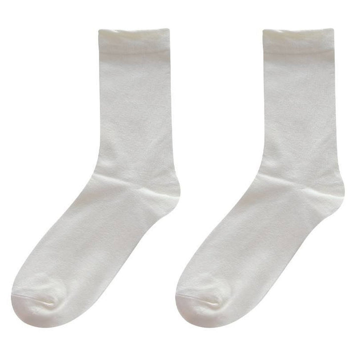 1 Pair Japanese Style Mid-tube Thick Women Socks Winter Simple Casual Solid Color Sports Socks Image 1