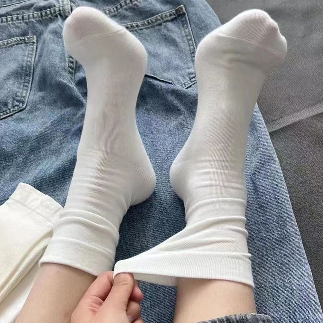 1 Pair Japanese Style Mid-tube Thick Women Socks Winter Simple Casual Solid Color Sports Socks Image 4