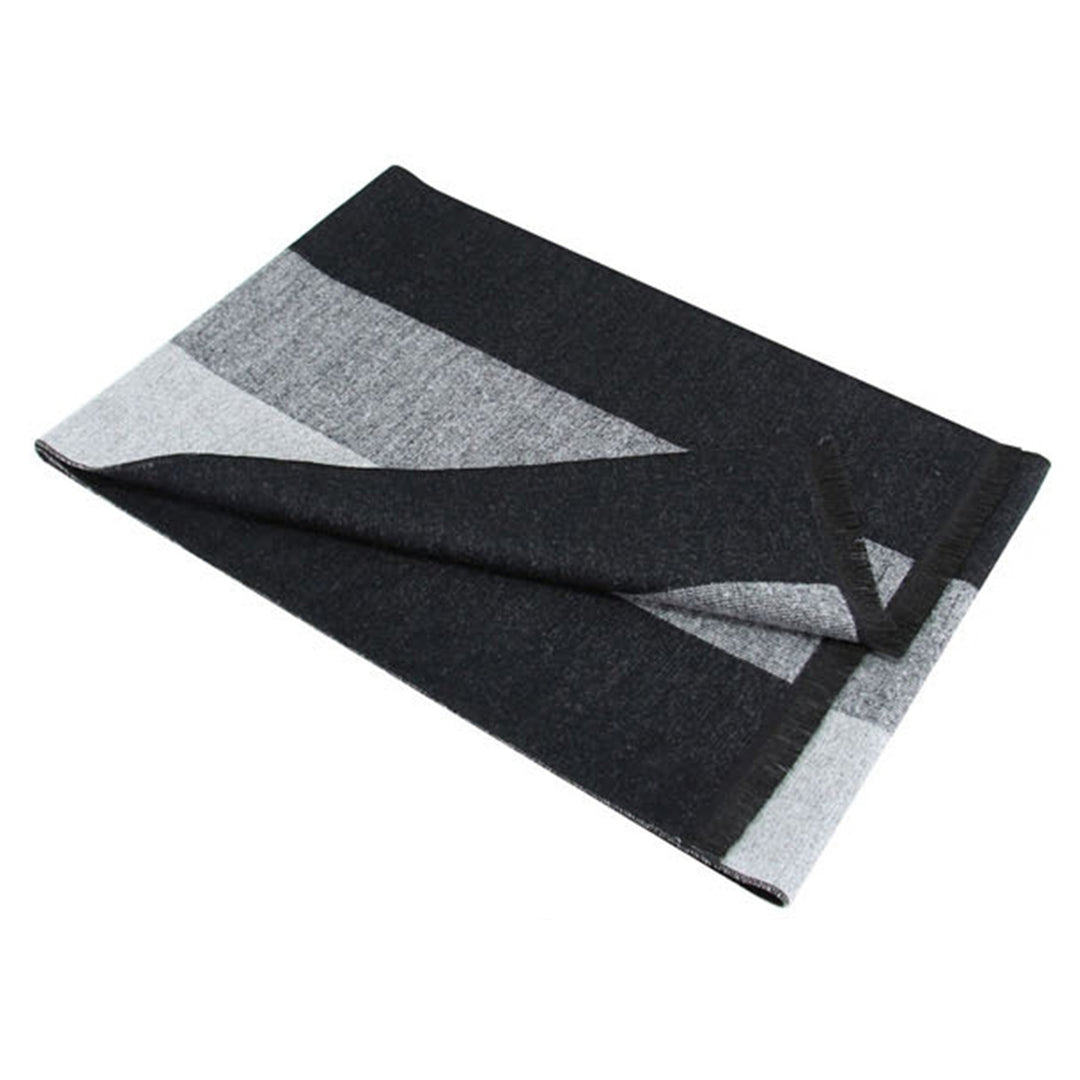 Fine Sewing Thickened Skin-Touch Men Scarf Classic Black Grey Patchwork Color Thermal Scarf Costume Accessories Image 12