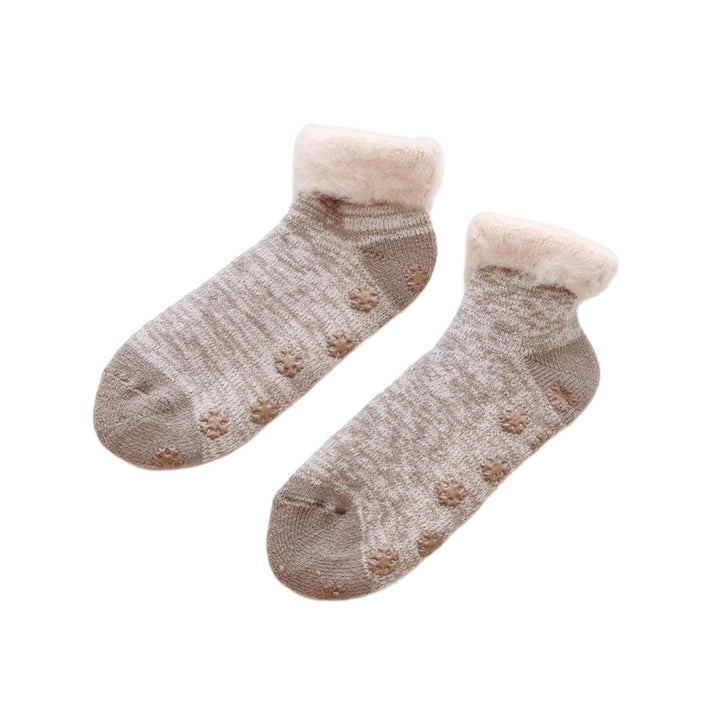 1 Pair Winter Socks Thickened Skin-touch Soft Perfect Fitting Anti-pilling Keep Warm Multicolor Mid-tube Knitting Lady Image 6
