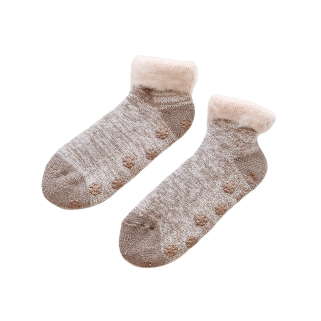 1 Pair Winter Socks Thickened Skin-touch Soft Perfect Fitting Anti-pilling Keep Warm Multicolor Mid-tube Knitting Lady Image 1
