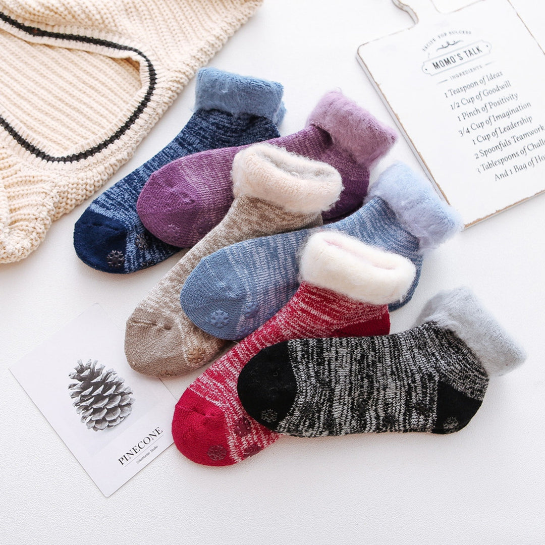 1 Pair Winter Socks Thickened Skin-touch Soft Perfect Fitting Anti-pilling Keep Warm Multicolor Mid-tube Knitting Lady Image 8
