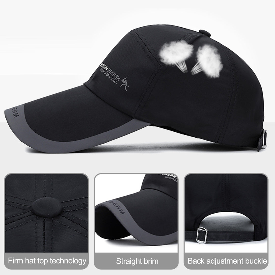 Peaked Hat Adjustable Unisex Trendy Fast Dry Comfortable Daily Wear Laminated Fabric Alphabet Print Baseball Hat Outdoor Image 10