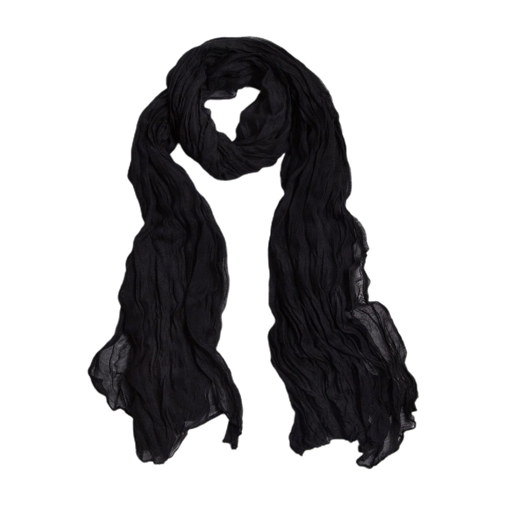 Women Scarf Solid Color Long Wide Crumple Thin Decorative Soft Perspective Wrinkled Scarf Clothes Accessory Image 2