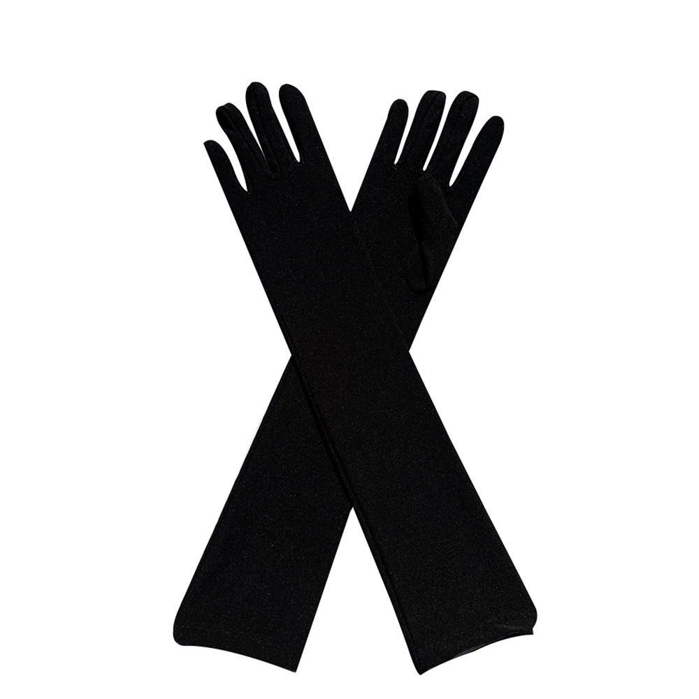 1 Pair Long Gloves Solid Color Super Soft High Elastic Friendly to Skin Fade-Resistant Decorative Image 2