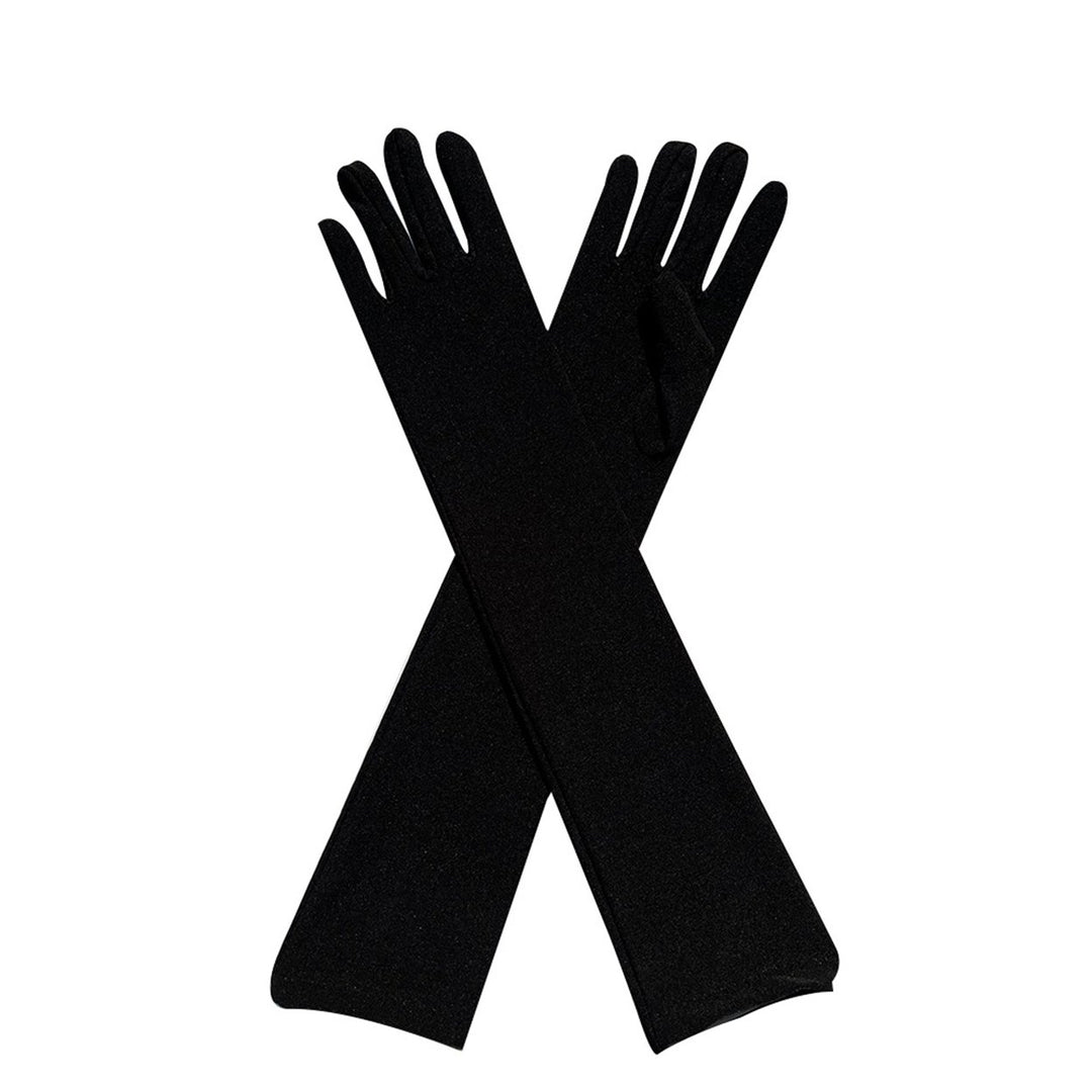 1 Pair Long Gloves Solid Color Super Soft High Elastic Friendly to Skin Fade-Resistant Decorative Image 1