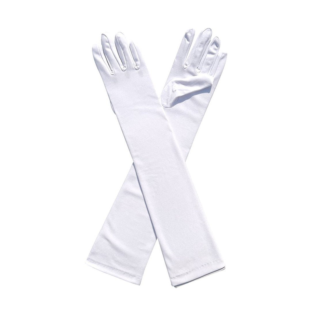 1 Pair Long Gloves Solid Color Super Soft High Elastic Friendly to Skin Fade-Resistant Decorative Image 3