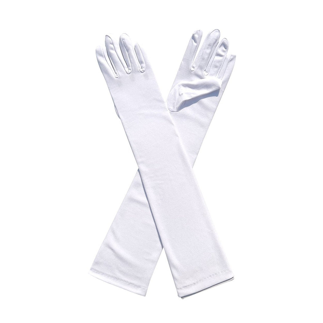 1 Pair Long Gloves Solid Color Super Soft High Elastic Friendly to Skin Fade-Resistant Decorative Image 1