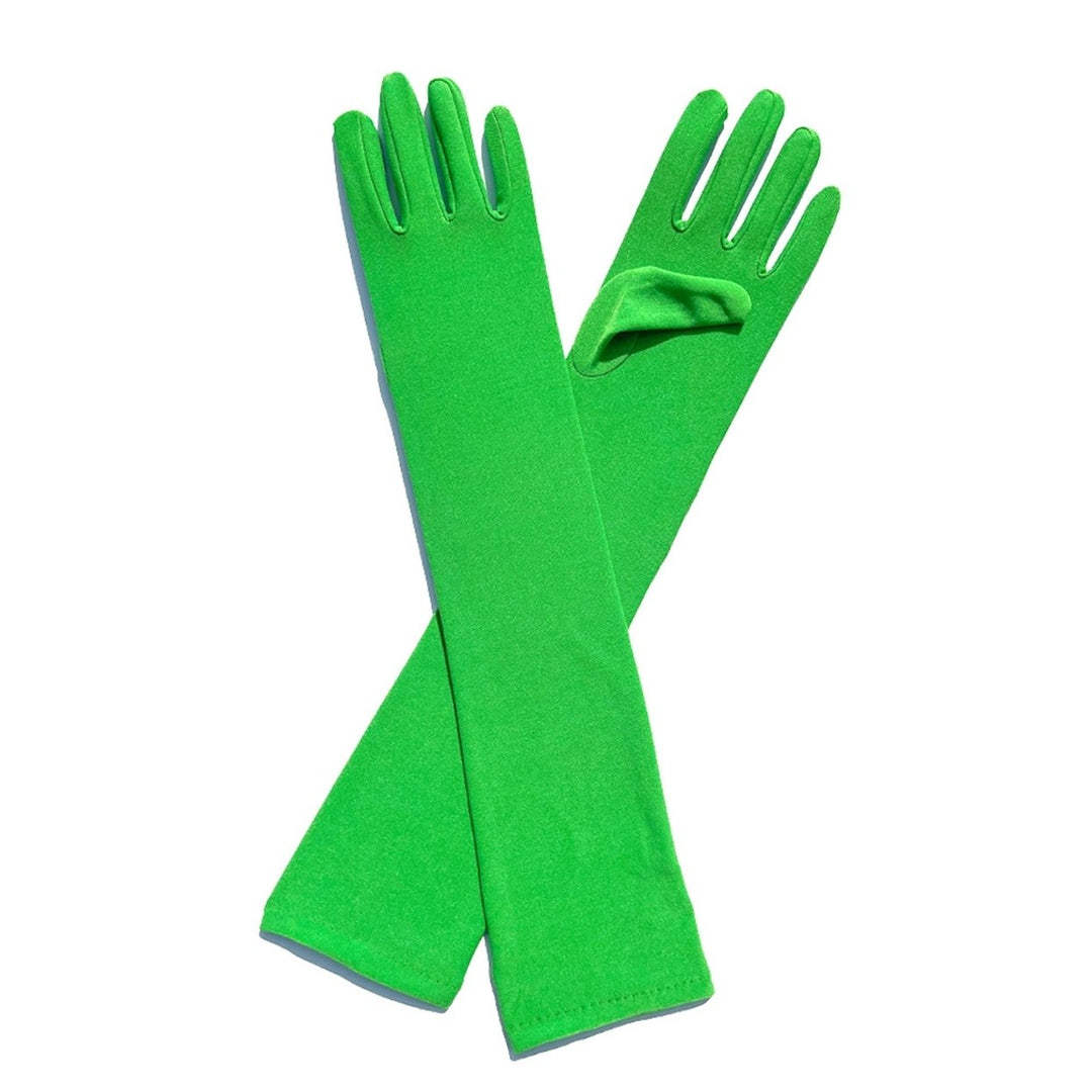 1 Pair Long Gloves Solid Color Super Soft High Elastic Friendly to Skin Fade-Resistant Decorative Image 1