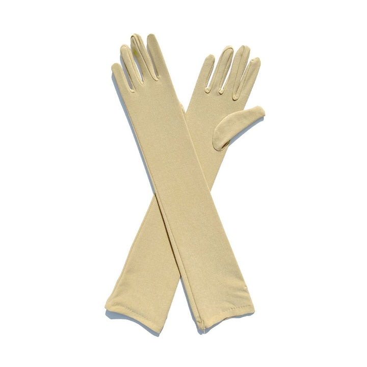 1 Pair Long Gloves Solid Color Super Soft High Elastic Friendly to Skin Fade-Resistant Decorative Image 1