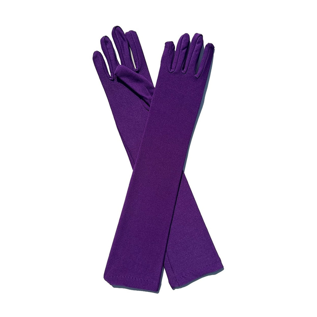 1 Pair Long Gloves Solid Color Super Soft High Elastic Friendly to Skin Fade-Resistant Decorative Image 1