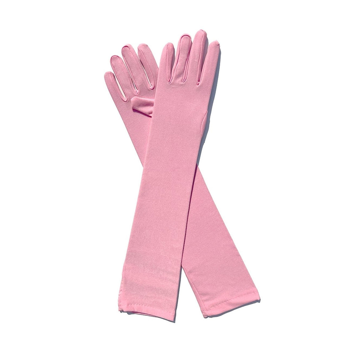 1 Pair Long Gloves Solid Color Super Soft High Elastic Friendly to Skin Fade-Resistant Decorative Image 10
