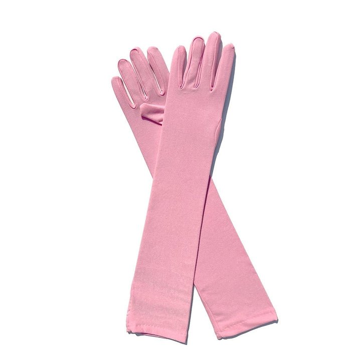 1 Pair Long Gloves Solid Color Super Soft High Elastic Friendly to Skin Fade-Resistant Decorative Image 1