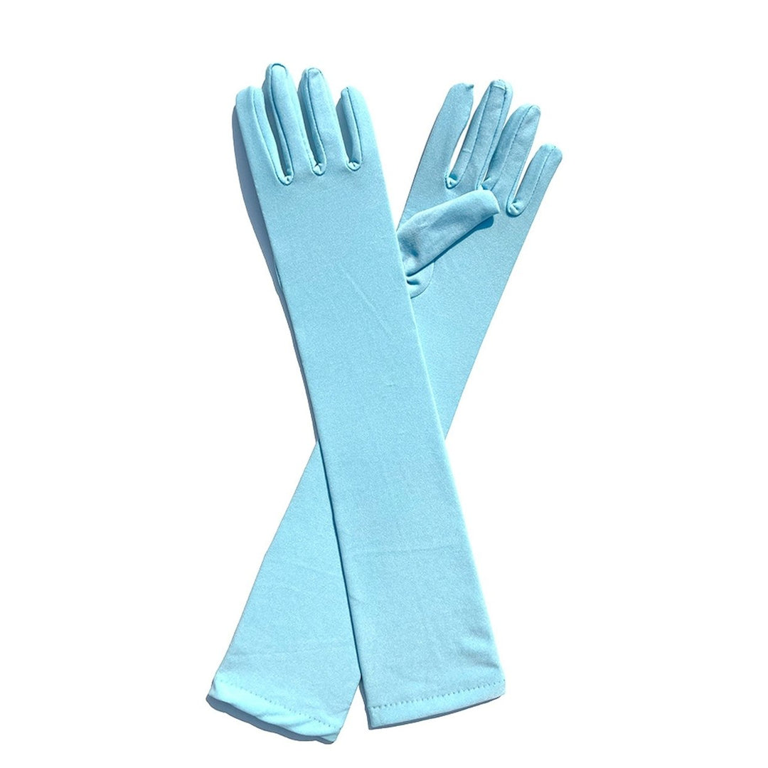 1 Pair Long Gloves Solid Color Super Soft High Elastic Friendly to Skin Fade-Resistant Decorative Image 1