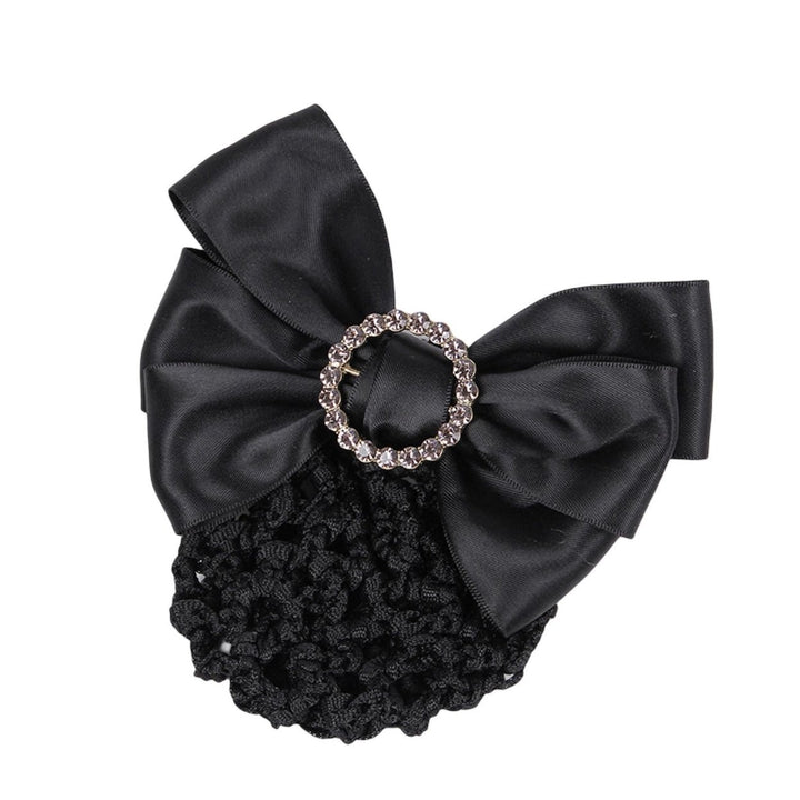 Bow Hairgrip Non-Slip Tight Elastic Handmade Rhinestone Hair Decoration Headwear Bank Hotel Staff Flight Bow-knot Image 1