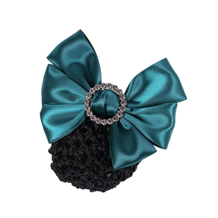 Bow Hairgrip Non-Slip Tight Elastic Handmade Rhinestone Hair Decoration Headwear Bank Hotel Staff Flight Bow-knot Image 1