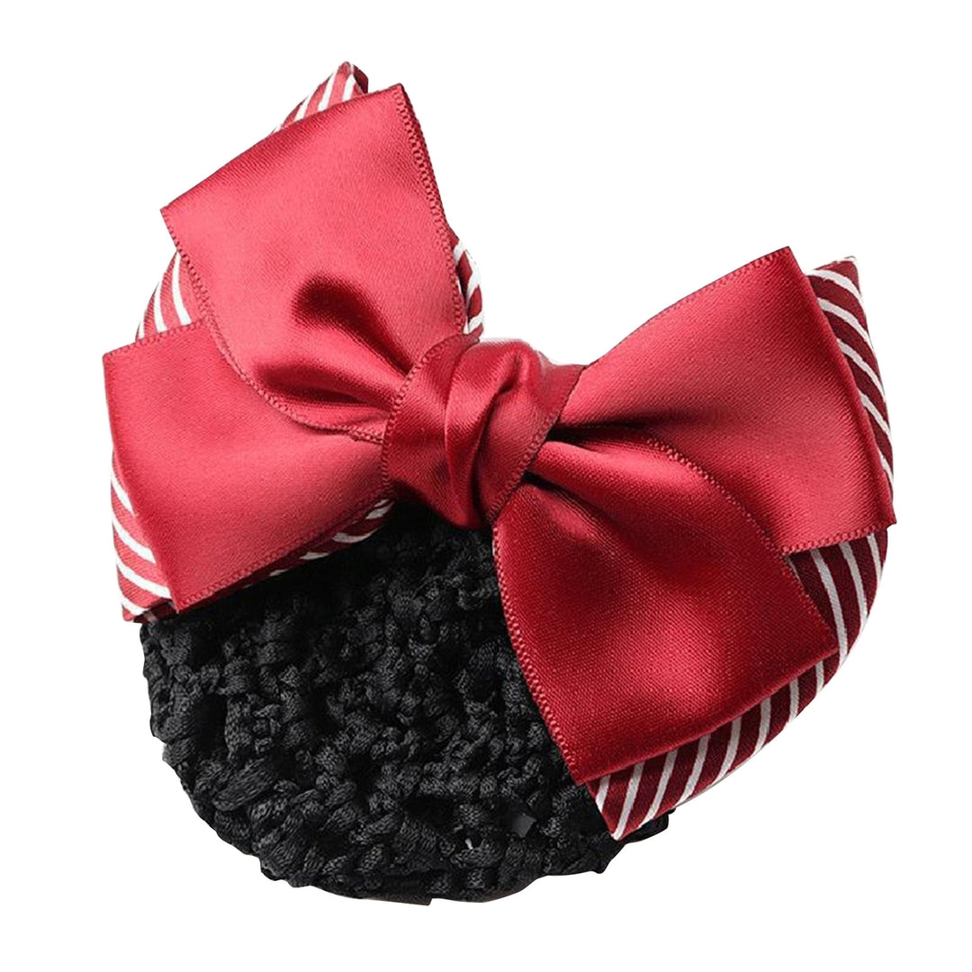 Nurse Hair Net Bow-knot Fishnet Contrast Color Striped Anti-slip Hair Decoration OL Style Airline Image 4