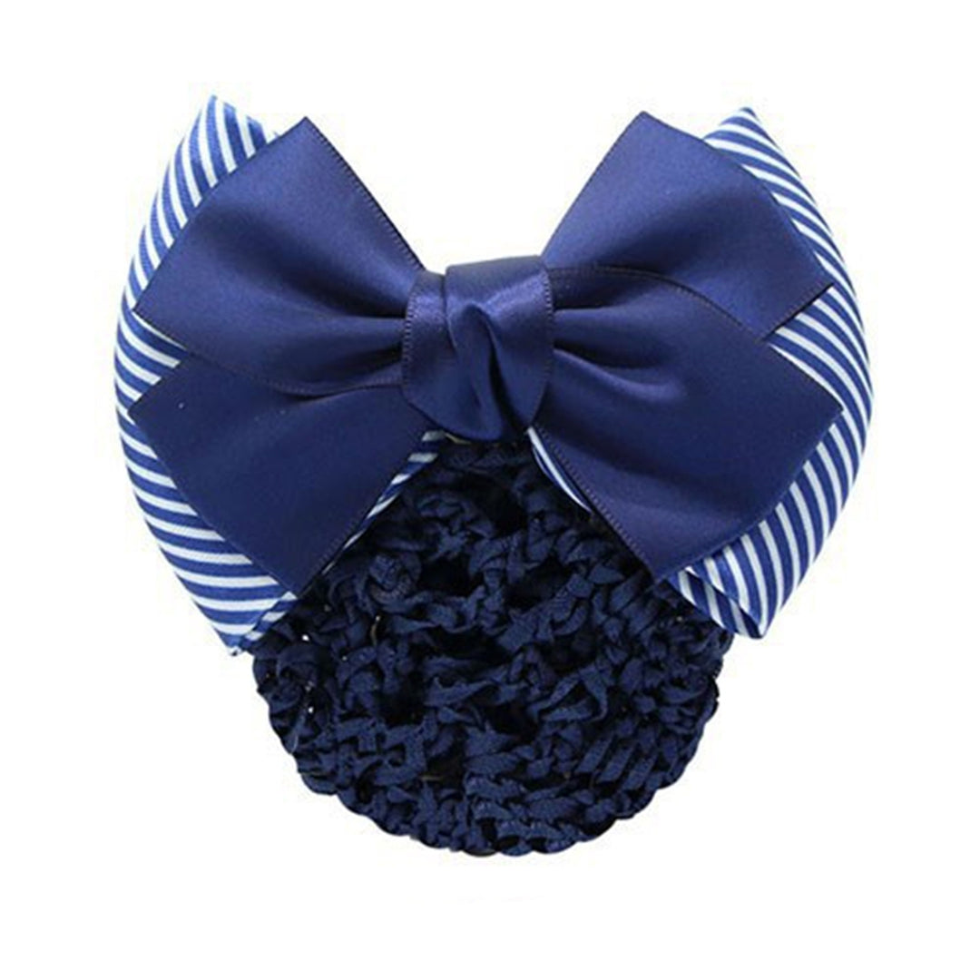 Nurse Hair Net Bow-knot Fishnet Contrast Color Striped Anti-slip Hair Decoration OL Style Airline Image 6