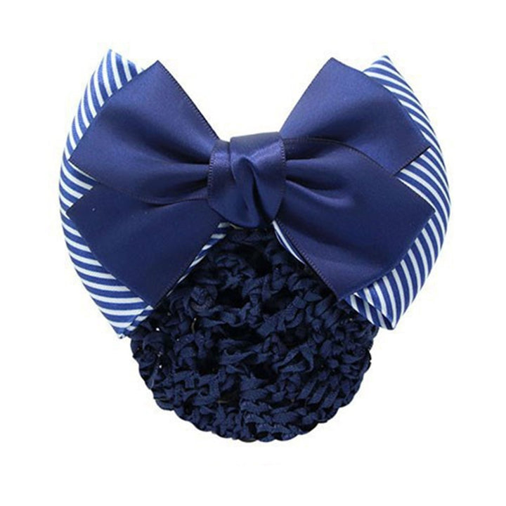 Nurse Hair Net Bow-knot Fishnet Contrast Color Striped Anti-slip Hair Decoration OL Style Airline Image 1