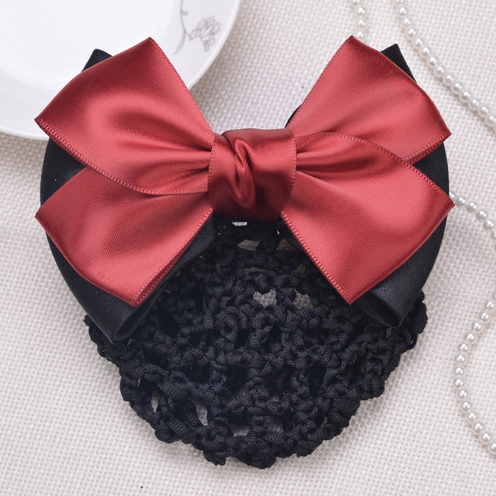 Nurse Hair Net Bow-knot Fishnet Contrast Color Striped Anti-slip Hair Decoration OL Style Airline Image 8