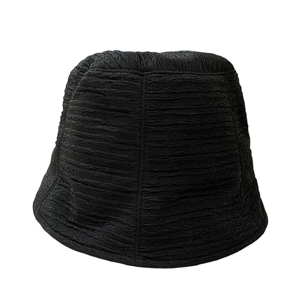 Solid Color Short Brim Flat Dome Bucket Hat Women Summer Thin Pleated Fisherman Hat Fashion Accessories Image 2