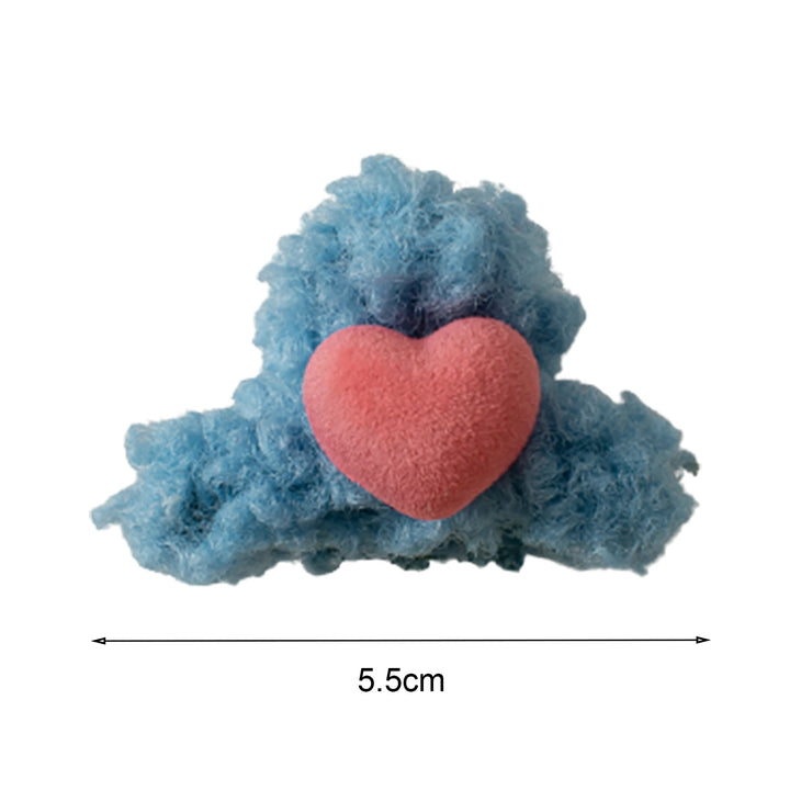 Heart Decor Contrast Color Hair Claw Korean Style Soft Plush Kids Hair Clip Styling Tool Image 9