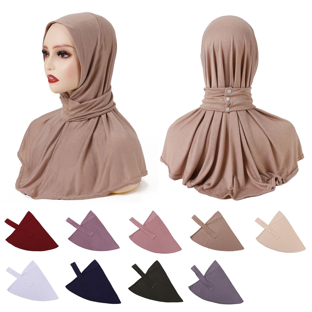 Adjustable Strap Buttons Cape Hem Turban Hat Women Full Cover Head Wraps Scarf Costume Accessories Image 11