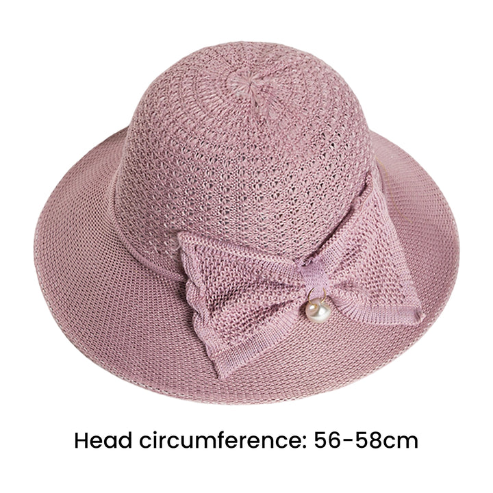 Faux Pearls Bowknot Decor Sun Hat Women Big Brim Floppy Straw Hat Fashion Accessories Image 6
