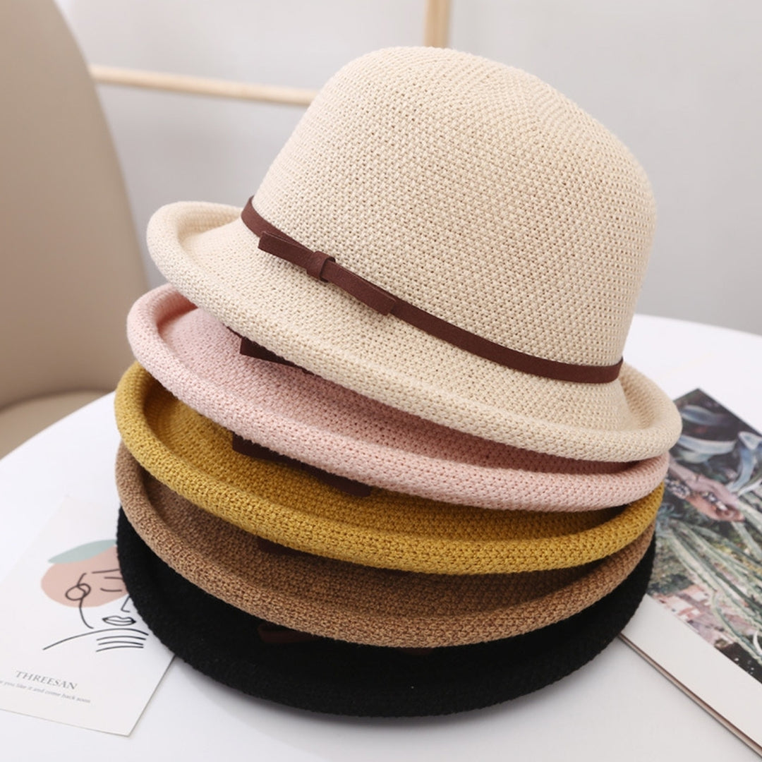 Outdoor Hat Round Top Rolled Edge Trendy Soft Fine Workmanship Daily Wear Lightweight Weave Design Fisherman Hat Summer Image 1