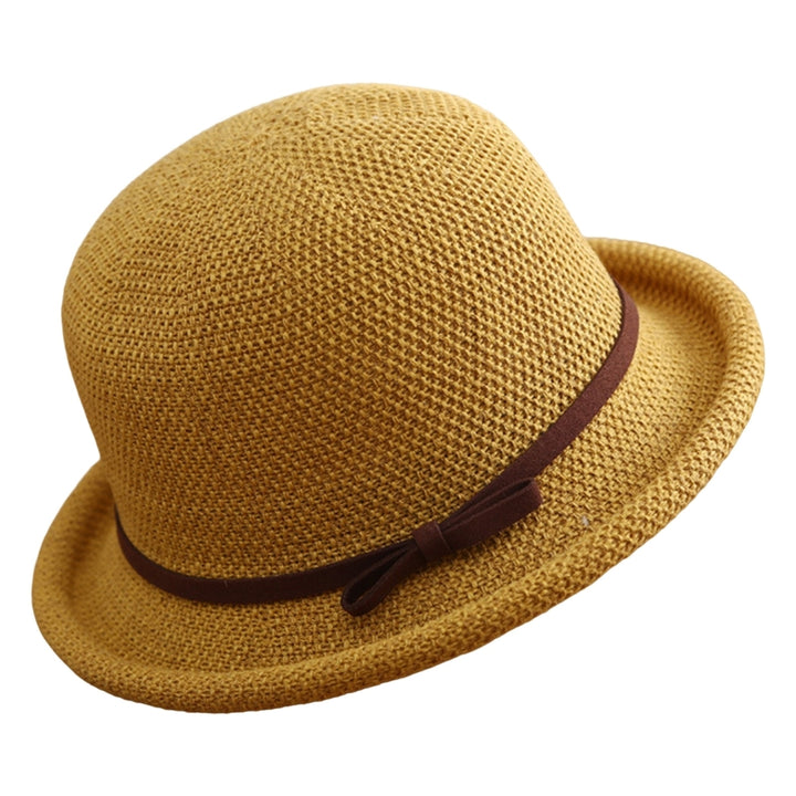 Outdoor Hat Round Top Rolled Edge Trendy Soft Fine Workmanship Daily Wear Lightweight Weave Design Fisherman Hat Summer Image 3