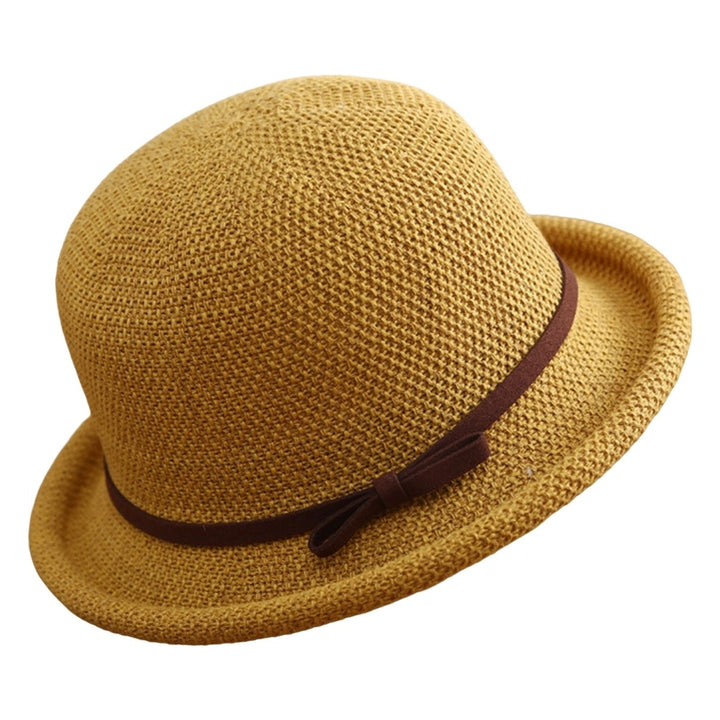 Outdoor Hat Round Top Rolled Edge Trendy Soft Fine Workmanship Daily Wear Lightweight Weave Design Fisherman Hat Summer Image 1