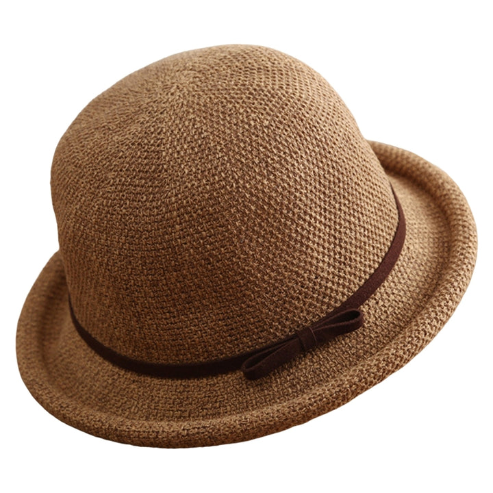 Outdoor Hat Round Top Rolled Edge Trendy Soft Fine Workmanship Daily Wear Lightweight Weave Design Fisherman Hat Summer Image 4