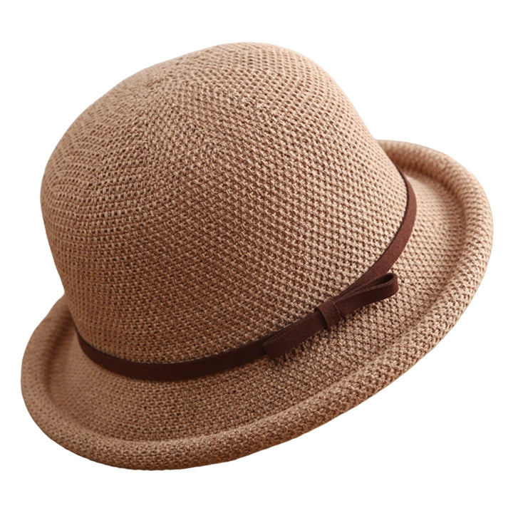 Outdoor Hat Round Top Rolled Edge Trendy Soft Fine Workmanship Daily Wear Lightweight Weave Design Fisherman Hat Summer Image 6