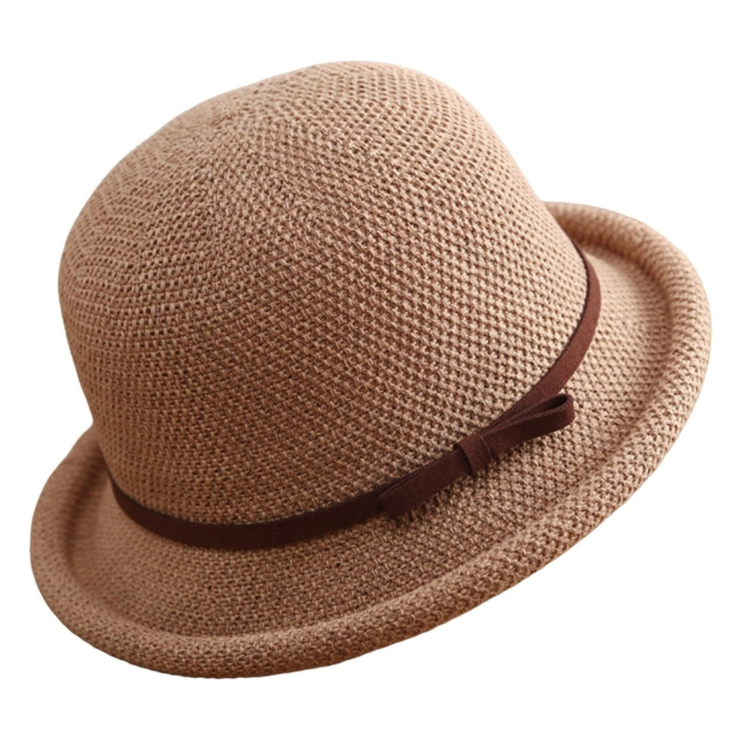 Outdoor Hat Round Top Rolled Edge Trendy Soft Fine Workmanship Daily Wear Lightweight Weave Design Fisherman Hat Summer Image 1