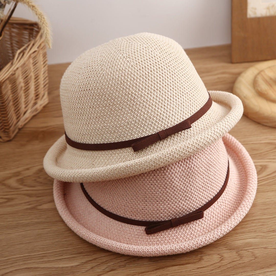 Outdoor Hat Round Top Rolled Edge Trendy Soft Fine Workmanship Daily Wear Lightweight Weave Design Fisherman Hat Summer Image 7