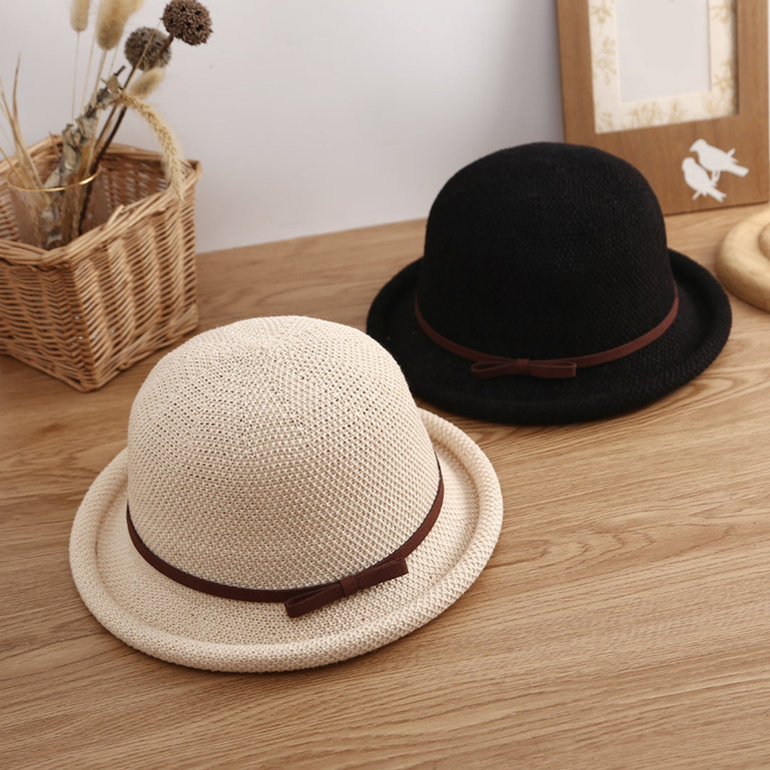 Outdoor Hat Round Top Rolled Edge Trendy Soft Fine Workmanship Daily Wear Lightweight Weave Design Fisherman Hat Summer Image 9